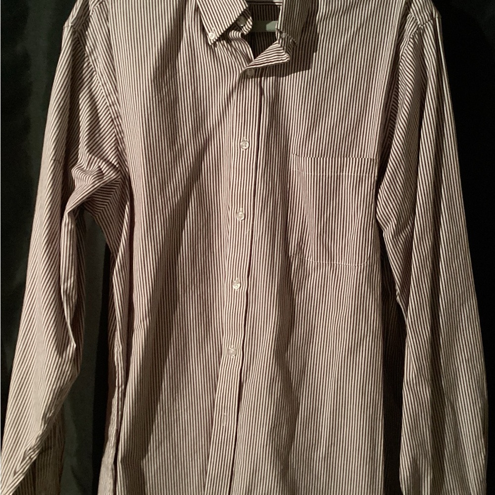 Classic Burgundy and White Striped Men's Shirt